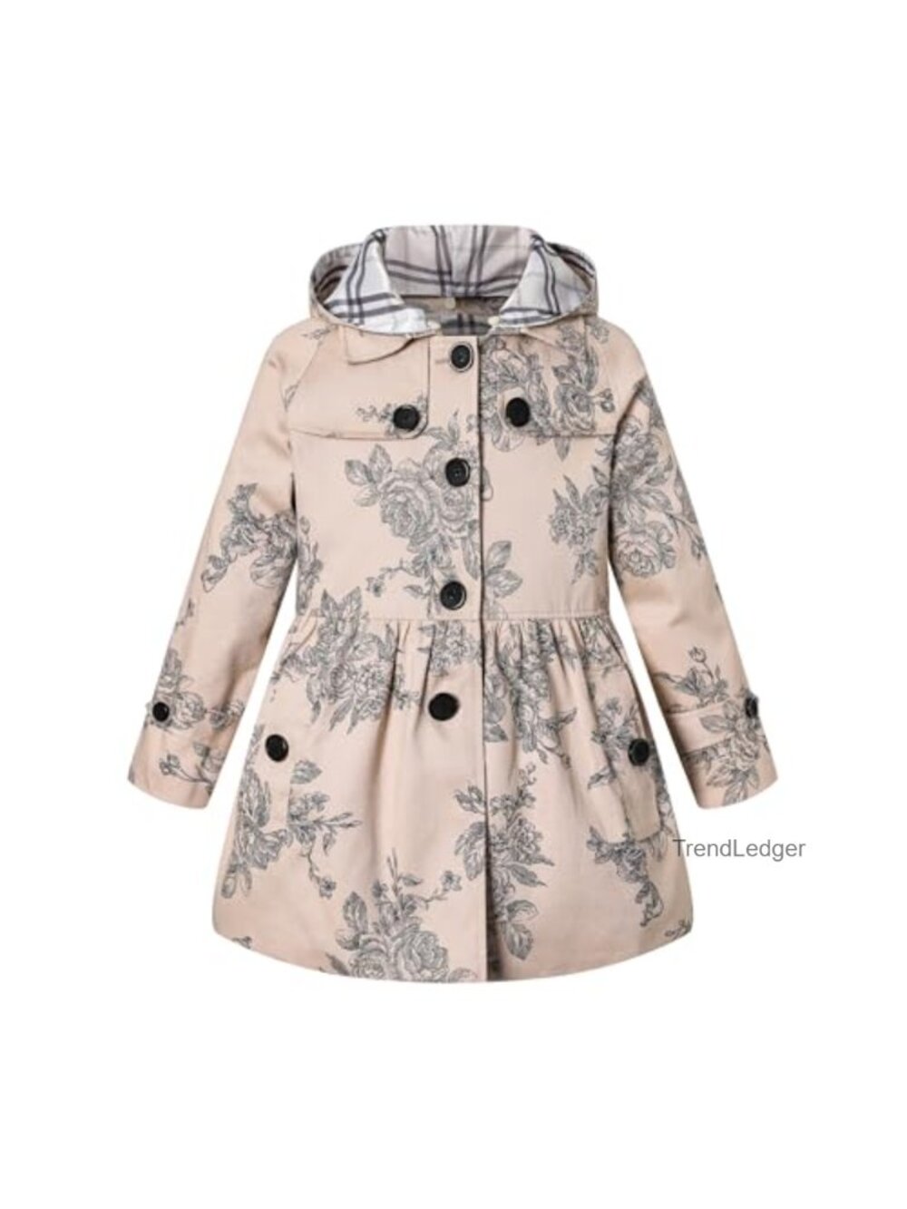 Girls Hooded Trench Coat Windbreaker Lightweight Jacket